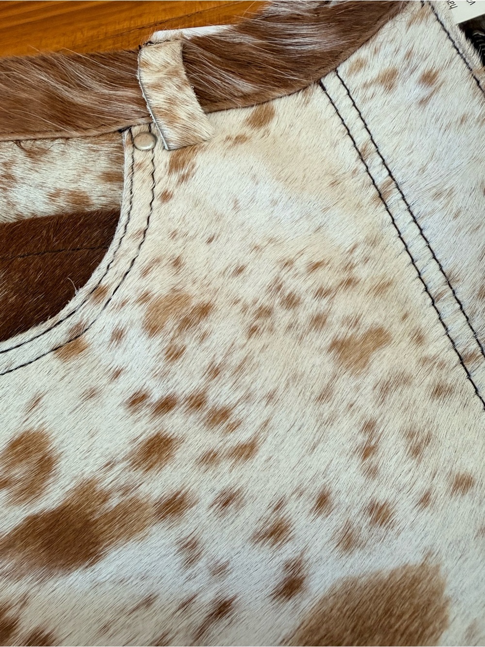 Nasty Gal Brown and White Cowhide High-Waist Shorts US size 6 - Picture 3 of 5